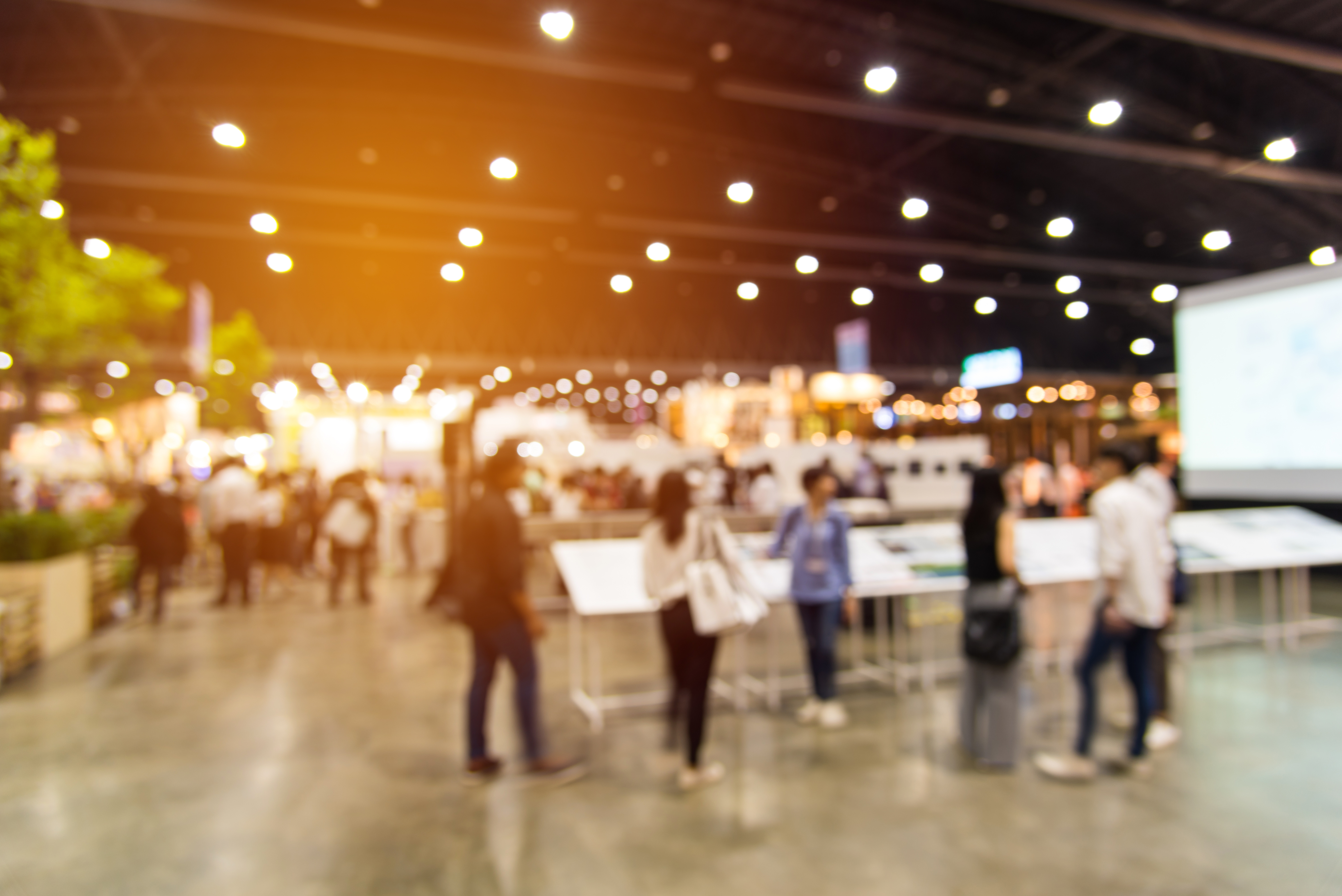 blurred trade show floor