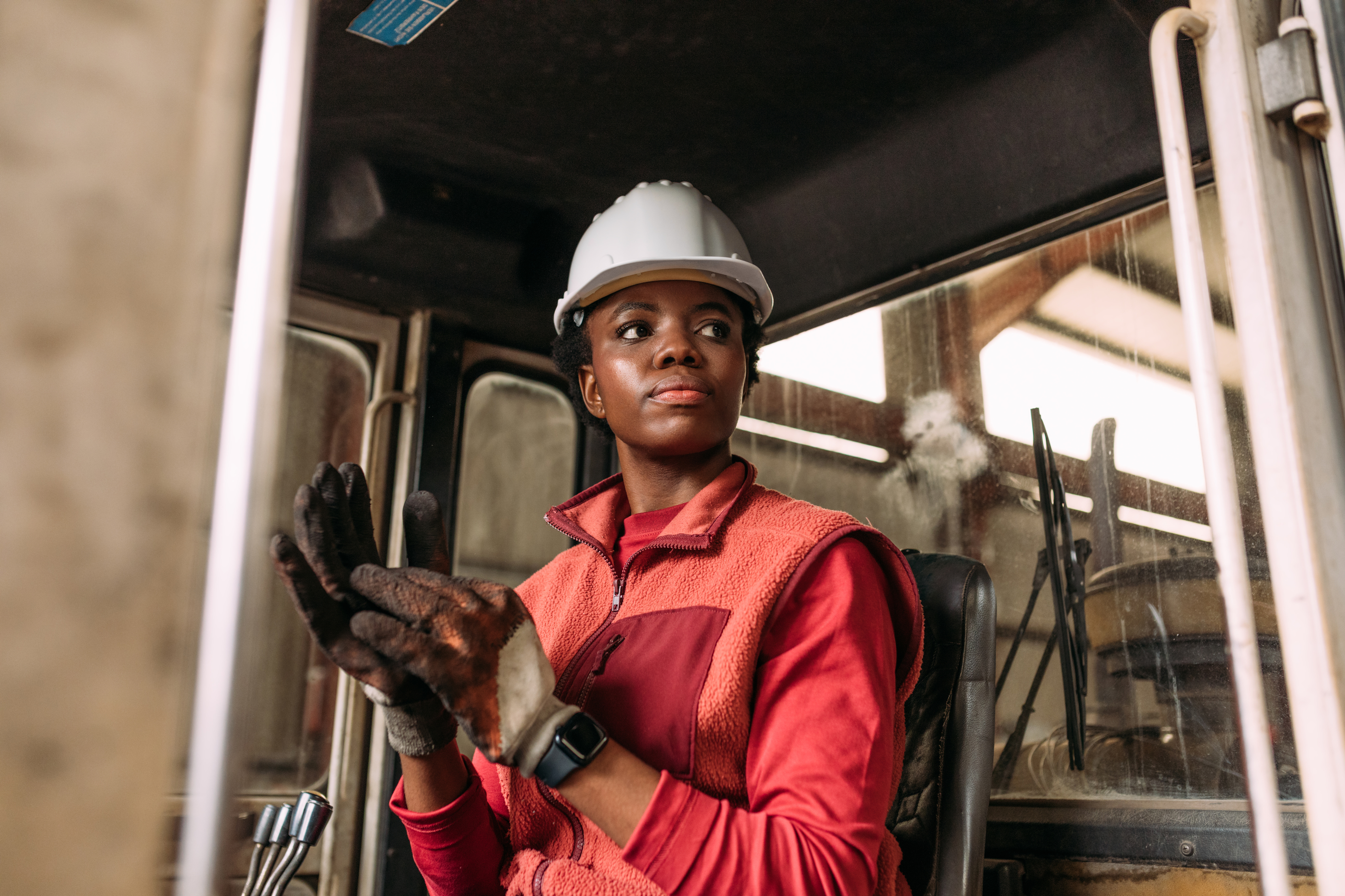 Technician working with connected equipment